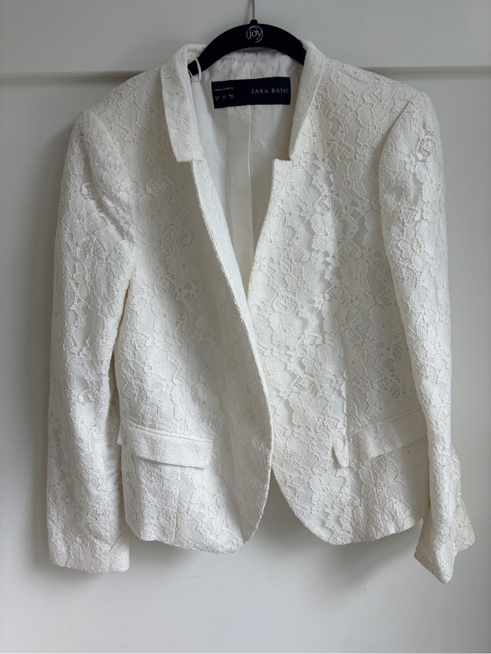 Zara White Floral Lace Blazer Jacket